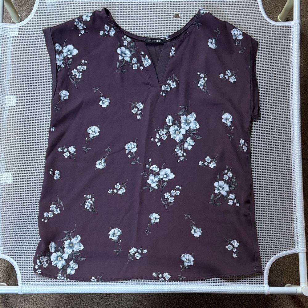 Papermoon Plum Blouse with White Floral Design